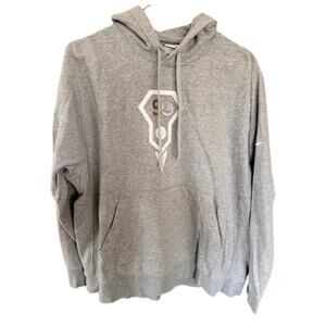 Nike Gray Pullover Hoodie S Logo Graphic Swoosh Sleeve Size XL